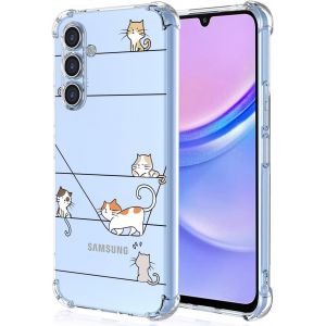 Coque Pour Samsung Galaxy A15 5g / A15 4g Mignon Dessin Animé Chat Motif Mode Dessin, Housse Étui Transparent Antichoc Ultra-Mince, Tpu Bumper Case - Kitten - Neuf