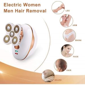 Rasoir &Eacute;lectrique Femme - Imperm&eacute;able Indolore Bikini Tondeuse &Eacute;pilation Pour Jambe Visage Corps L&egrave;vres Bras Aisselles Aisselle (Or-Blanc) - Neuf