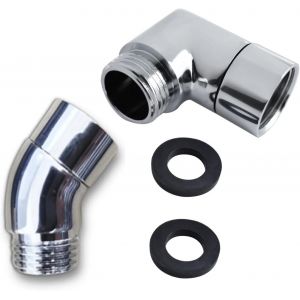 JGD-Coude pour douchette &agrave; main, 1 adaptateur de douchette &agrave; 90 &deg;, 1 adaptateur de douchette &agrave; 135&deg; avec rondelles adaptateur 1/2"" pour douchette, raccord de filtre de douche (argent&eacute;) - Neuf