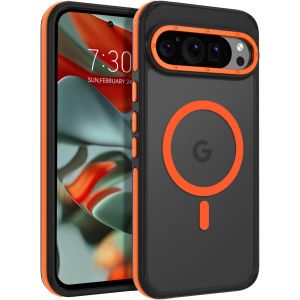 LORANKA-Coque magn&eacute;tique pour Google Pixel 9 Pro XL, [Protection de qualit&eacute; militaire am&eacute;lior&eacute;e 14FT/4,27m][Compatible MagSafe] Coque de t&eacute;l&eacute;phone fine translucide mate antichoc avec bandes lat&eacute;rales - Neuf