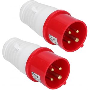 Prise Industrielle 2Pcs 4 Broches 3 Phases, Prise Femelle Industrielle et Prise M&acirc;le Industrielle connecteur Rapide d'aviation &eacute;tanche Circulaire 3P + E IP44 380V-415V 16A - Neuf