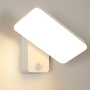 Subzonal-Applique Murale Led Exterieur, 16w 1800lm Lampe Murale Led Ip65 Avec Detecteur De Mouvement, 350&deg;Rotatif, Moderne &Eacute;clairage Mural 3000k Blanc Chaud Pour Patio Garage Porche Jardin, Blanc - Neuf