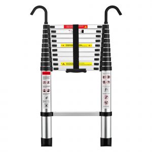 &Eacute;chelle Telescopique 3,2 M en Aluminium, Escabeau Telescopique Pliable crochet amovible, Charge Max 150 kg - Neuf