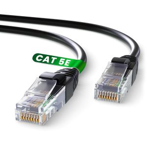 ERYI-Câble Ethernet 5M, Reseau Lan Cat 5E Haut Debit Pour Une Connexion Internet Rapide & Fiable | Câble Ethernet Awg24, Cat5E Rj45 Utp Cca 1 Gbps (5 Mètres, Noir) - Neuf