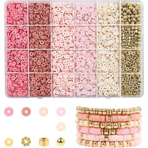 Meimie-Perles Pour Bijoux Kit,2780 Piècemulticolore Perle Plate Pour Bracelet,Perles D'argile Pour Bracelets,Set De Perles En Argile Plate Pour Fabrication De Bijoux - Neuf