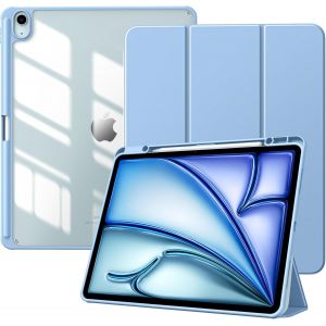 Coque pour Nouvel iPad Air 13 Pouces (M3/M2-2025/2024) avec Porte-Stylet, &Eacute;tui Fine Mise en Sommeil/R&eacute;veil Auto, Housse Arri&egrave;re Transparente avec Support pour iPad Air 13, Bleu Ciel Ensoleill&eacute; - Neuf