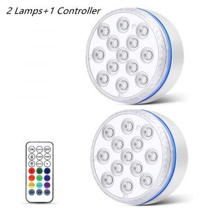 Lampe Submersible À 13 Led Avec Télécommande,Éclairage À Aimant Submergé Ip68,Rvb,Éclairage Pour - 2 Light 1 Controller-8.5cm - Neuf