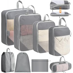 8 Pi&egrave;ces Rangement Val Organisateur, Packing Cubes Compression, Sac Compression Voyage, Organisateurs De Voyage, Organisateur Sac A Dos Pour Les V&ecirc;tements, Chaussures Et Cosm&eacute;tiques - Neuf