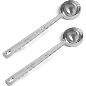 Cuillère Doseuse À Café En Acier Inoxydable 2 Pièces, Cuillère À Café 1 Cuillère À Soupe, Cuillère À Café À Long Manche Adaptée Au Café En Poudre Et À La Préparation Du Café (Argent-2 Pièces-15 Ml) - Neuf