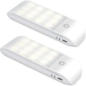 Détecteur De Mouvement À L'intérieur, Pack De 2 Usb Rechargeable De Led, Lumières De La Nuit Avec 3 Modes (Auto/On/Off), Auto-Adhésif Pour L'éclairage De Cabinet Avec - Neuf