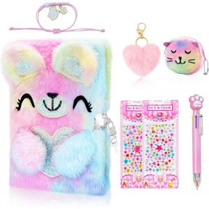 Mdy-Journal Pour Les Filles, Carnet Avec Clés Et Cadenas, Carnet Personnel Avec Portefeuille, Bracelet Étoile, Stylos Multicolores, Autocollants Décoratifs, Porte-Clés En Fourrure Pour Filles Et Garç - Neuf