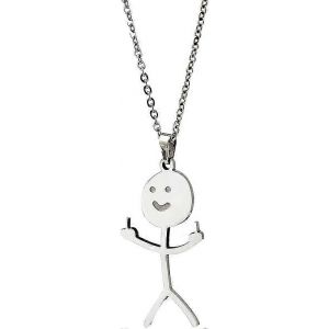 Collier Doodle Doodle En Acier Inoxydable - Collier Pendentif Personnalis&eacute; Smiley Middle, Collier Unique Fait &Agrave; La Main Bijoux D'amiti&eacute; Longue Distance - Neuf
