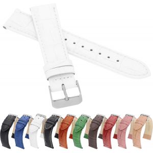 Kal-Croco Lm Bracelet De Montre En Cuir De Vachette Avec Motif Crocodile Noir, Marron, Blanc, Rouge, Bleu, Vert - Neuf