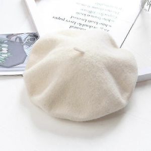 B&eacute;ret En Laine, Chapeau Femmes B&eacute;ret D'hiver, Chapeau Chaud En Laine Chapeau Tricot&eacute;, Blanc Cass&eacute; - Neuf