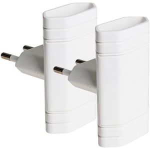 Lot de 2 douilles de cambriolage plat (double double) Ladron plat mur fin adaptateur prise de terre 2 prises 10 A (250 V) Blanc Idéal pour montage derrière des espaces étroits - Neuf