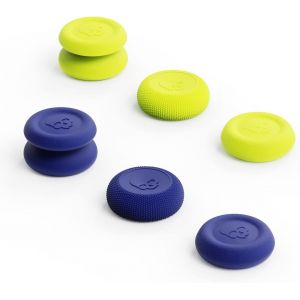 Eryi-Skin, Cqc And Fps Thumb Grip Set Joystick Cap Analog Stick Cap For Nintendo Switch Pro Controller & Ps5 / Ps4 / Slim/Pro Controller - Blue/Neon Yellow, 3pairs(6pcs) - Neuf