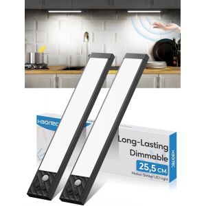 ERYI-Led Sans Fil Cuisine Rechargeable Usb, Reglette Led Cuisine Detecteur De Mouvement, Dimmable Éclairage À Led Veilleuse Pour Armoire Cuisine Armoire Placard Escalier - 25,5 Cm, Lumière Blanche Fr - Neuf