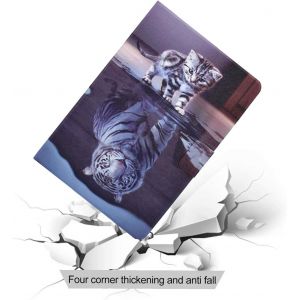 Etui Galaxy Tab A 10.1 2019 T510/T515, Cuir Pu Flip Stand Portefeuille Housse Galaxy Tab A 10.1 T510 Fente Carte Coque Pour Samsung Galaxy Tab A 10.1 2019 Sm-T510/Sm-T515, Chat Et Tigre - Neuf