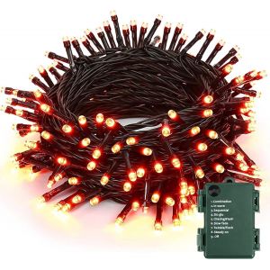 CHENG-Guirlande Lumineuse Halloween, 20M 200 LED Orange Guirlande Sapin de Noël à Piles Imperméable 8 Modes Lumière Automne Décoration Intérieur pour Jardin Terrasse Arbres Fenêtre Action de Grâces - Neuf