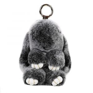 Bunny Keychain Mou Rex Fourrure de Lapin porte-cl&eacute;s pour Sac &agrave; main de Voiture Sac Pendentif de Charme dans un Style Mignon et les Couleurs Chaudes - Neuf