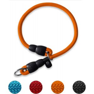 Collier &Eacute;trangleur Pour Chien - Collier De Dressage En Corde De Nylon Avec Bouchon R&eacute;glable Anti-Traction - Collier Martingale Rond Pour Chiens De Petite, Moyenne Et Grande Taille (Orange, - Neuf