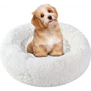 (50 Cm, Blanc) Lit Rond Pour Chat Et Chien, Coussin Doux En Peluche Pour Animaux De Compagnie, Lit En Forme De Donut Pour Chat, Petit Et Moyen Chien - Neuf
