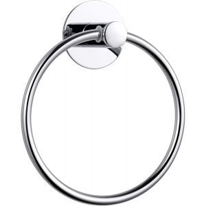 Anneau Porte Serviette Salle de Bain sans Percage-Porte Serviette Murale Adhesif Support Serviette Rond-Accessoire Salle de Bain Acier Inoxydable-Porte-Serviettes Argent Chromé - Neuf
