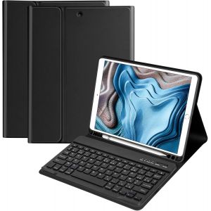 Clavier Coque pour iPad 10.2 9&egrave;me/8&egrave;me/7&egrave;me G&eacute;n&eacute;ration 2021/2020/2019 i Pad Air 3 2019 i Pad Pro 10.5, AZERTY Fran&ccedil;ais Amovible Clavier Bluetooth sans Fil Etui(Noir) - Neuf