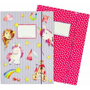Chenquansarl-Chem S Scolaires De Haute Qualit&eacute; Pour Enfants Din A4 | Motif Licorne - Chem Pour &Eacute;l&egrave;ves De L'&eacute;cole Primaire - Collecteur De Cahiers - Agrafeuse &Agrave; Cheval - Set Num&eacute;ro 2 - Neuf