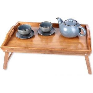 Tianyi-® Plateau De Petit-Déjeuner Pliable En Bambou Pour Petit Déjeuner Au Lit Avec Pieds - Neuf