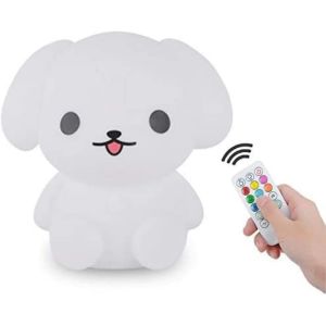 Veilleuse Pour Enfants, Veilleuses, Lampe De Chevet En Silicone Portable, Lumi&egrave;re Multicolore Avec T&eacute;l&eacute;commande, Soin Des Yeux, Luminosit&eacute; Et Couleur R&eacute;glables, Cadeau De No&euml;l - Chien - Neuf