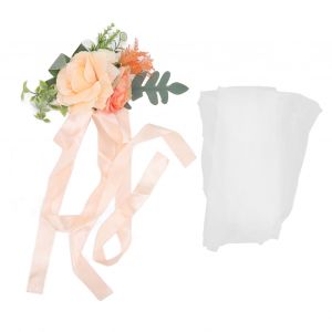 Hjlian Fleurs Artificielles Pour Dossier De Chaise De Mariage, Decoration Florale Avec Tissu En Fil Pour Fete De Mariage, Champagne - Neuf