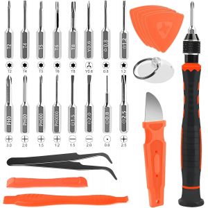 Tournevis de Précision,28 en 1 Kit Tournevis de Précision,Kit de Tournevis Manuel,Set Outils avec Torx T2 T4 T5 T6 T8,Y0.6,-1.5/2.0,pour iphone,Switch,Laptop,Lunettes,Montre - Neuf