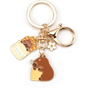 KAL-Capybara Porte-Clés Amusant Avec Pendentif Kapibara Pour Sac À Dos, Idéal Pour Clés, Sac À Main, Cadeau Pour Amis, Or, S - Neuf