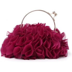 Pochettes &agrave; fleurs rouges pour femmes, sacs de soir&eacute;e en satin &agrave; fleurs, sacs &agrave; main de bal de fin d'ann&eacute;e - Neuf