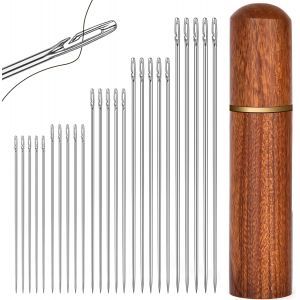 Mevronisshop-Aiguilles Couture, 30 Pi&egrave;ces Aiguilles &Agrave; Enfiler Automatiques, 6 Tailles Aiguille &Agrave; Coudre Avec 1 Bo&icirc;te &Agrave; Aiguilles En Bois, Aiguilles Auto-Enfilantes Pour D&eacute;butant, Personnes Aveugles E - Neuf