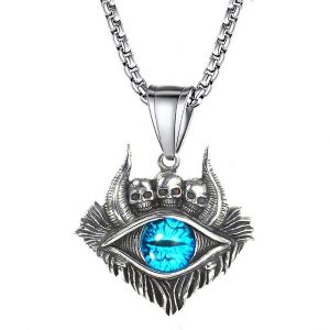 Turquie Diable Oeil Collier Crâne Foncé Oeil Bleu Pendentif Bijoux Accessoires - Neuf