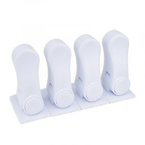 Blanc 4 Pièces Bébé Bloc De Porte, Serrure De Sécurité Armoire Enfant Porte Verrou De Sécurité Abs Durable Avec De L'adhésif Pour La Chambre À Coucher, Salle De Bains, Bloc De Porte - Neuf