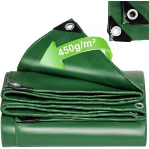 ChenQuanSarl-Bâche En Pvc Robuste 450 G/M² Imperméable, ?illets Renforcés, Résistante Aux Intempéries, Uv, Poussière, Neige, Bâche Verte Pour Toit D'Abri De Jardin, Poulailler, Piscine, Étang, Carava - Neuf