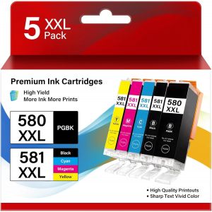 ChenQuanSarl-580/581 Lot De 5 Cartouches D'Encre Xxl Compatibles Avec Les Imprimantes Canon Pgbk/Bk/C/M/Y Multicolore - Neuf