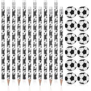 Tianyi-12 Pièces Crayons De Football,12 Pièces Gommes De Football,Football Petites Gommes,Gomme Rigolote De Ballon De Foot Gomme À Crayon,Sacs De Fête Pour Fournitures De Papeterie Scolaires - Neuf