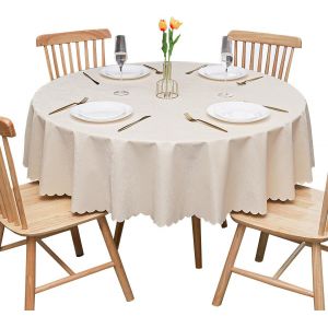 Sjzg-Nappe Ronde En Pvc, &Eacute;paissie Imperm&eacute;able Et Anti-Taches, R&eacute;sistante Aux Rayures, Beige-Sz Diam&egrave;tre 160 Cm - Neuf