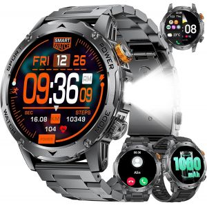 Checarzhn--No1-Montre Connectée Homme Avec Batterie 1000 Mah(50+Ultralange Standby Zeit), 1.75"" Hd Amoled Smartwatch Avec Appel Bluetooth/110+ Sportifs/Sommeil,Etanche Ip68 Smart Watch, Montre Sport Ios An - Neuf