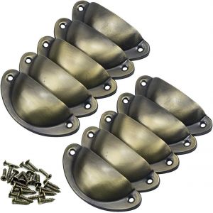 Lot de 10 boutons de porte vintage en métal pour placards, commodes, tiroirs, bronze antique - Neuf
