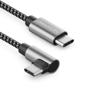2m C&acirc;ble USB C 1x 90&deg; Coud&eacute; PD3.0 (60W Charge Rapide) C&acirc;ble de Charge - C vers C - pour iPhone 16 15 Pro Max Samsung S25 S24 S23 Pixel iPad Pro MacBook Air Tablets Switch PS5 - Neuf