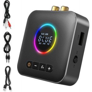 Adaptateur Bluetooth Jack 5.4, 2 en 1 AUX Microphone,R&eacute;cepteur Audio sans FI Compatible avec Voiture Cha&icirc;ne HiFi Casque Enceinte Haut Parleur Amplificateur pour PC/Smartphone/Tablette - Neuf