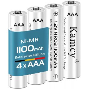 NiMh Piles Rechargeables AAA Haute capacit&eacute;, 1100 mAh - Piles AAA Rechargeables, 1,2V LR03, Lot de 4 - &Eacute;dition Entreprise, pr&eacute;-charg&eacute;es - Neuf