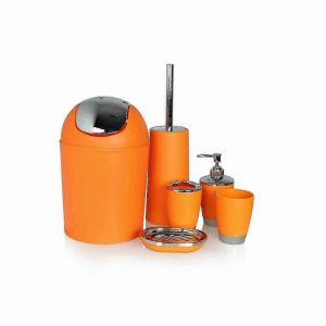 Ensemble de rangement de salle de bain de 6 pi&egrave;ces avec porte-brosse &agrave; dents,distributeur de savon et caddy de douche - Neuf