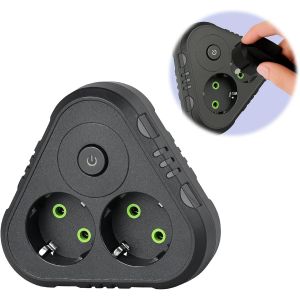 SEPT-Multiprise avec Interrupteurs Individuels, Multiprise Murale avec 2 Prises, Adaptateur Secteur 2500W, Convient pour Domicile, Bureau, Gris - Neuf