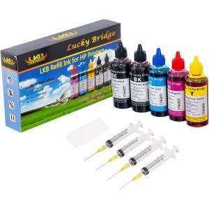 Lot de 5 recharges d'encre de 100 ml pour HP 950 951 60 61 952 902 901 61 60 62 63 21 22 920 940 934 564 932 933 711 970 971 92 92 4 95 96 97 Cartouche ou CIS CISS System 4 Color Set (500ml)-UK - Neuf